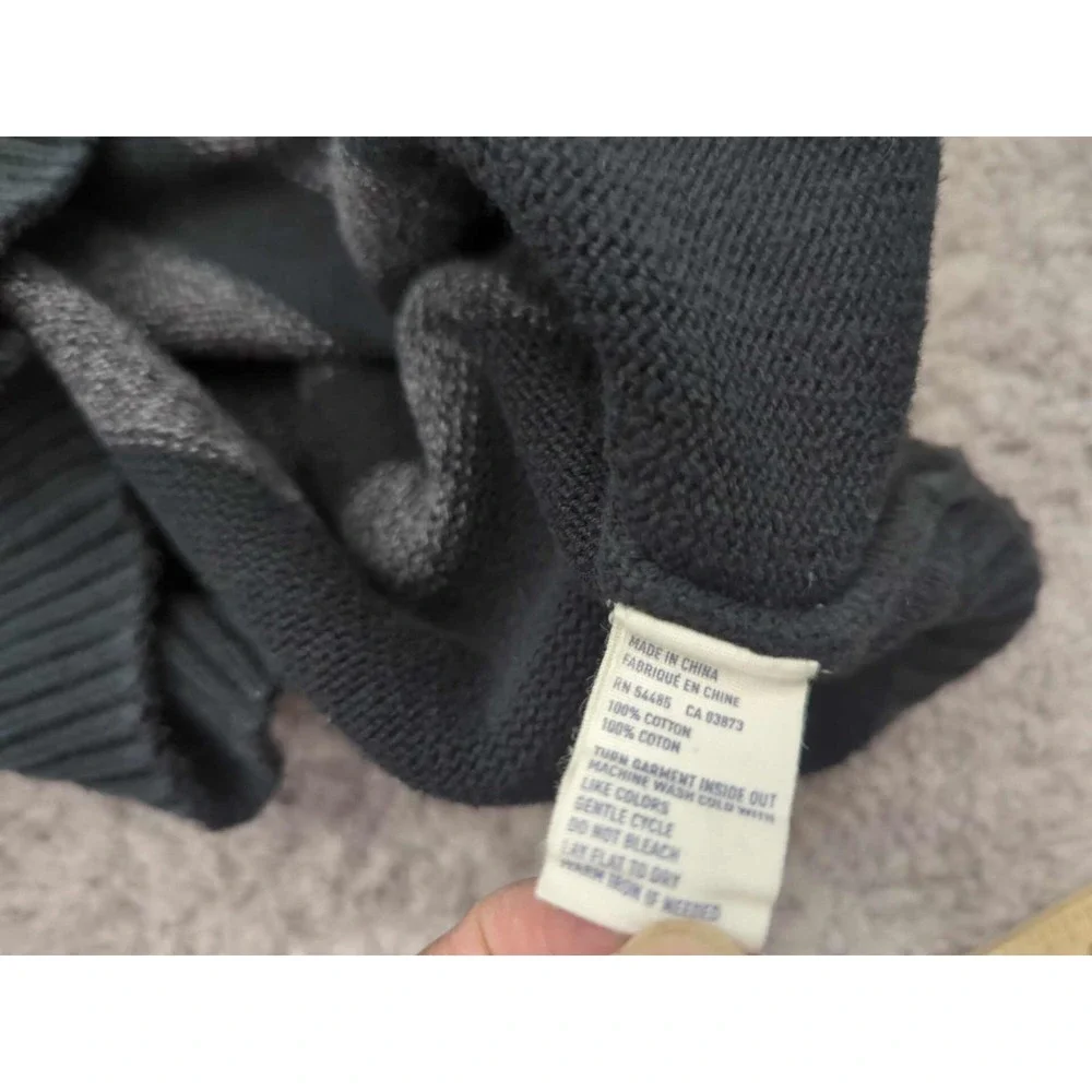 American Eagle Sweater Mens M Black Striped Pullover 1/4 Zip Knit‎ Athletic Fit